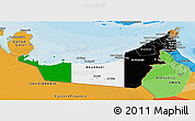Flag Panoramic Map of United Arab Emirates, political outside, flag aligned to the middle