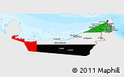 Flag Panoramic Map of United Arab Emirates, single color outside, bathymetry sea