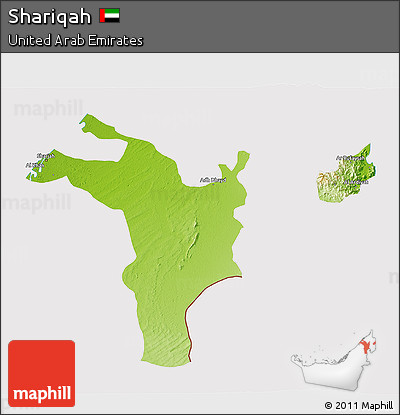 Physical 3D Map of Shariqah, cropped outside