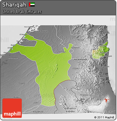 Physical 3D Map of Shariqah, desaturated