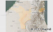 Satellite 3D Map of Shariqah, semi-desaturated