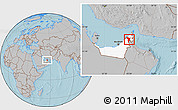Gray Location Map of Shariqah, highlighted country, hill shading