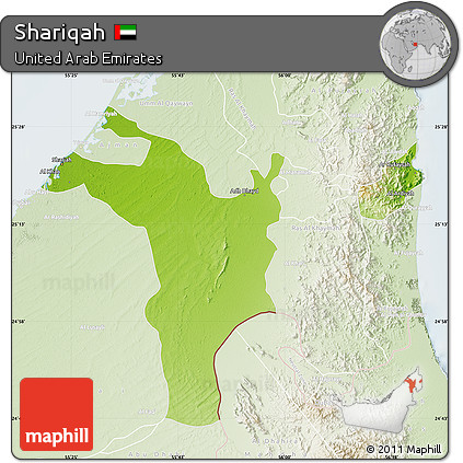 Physical Map of Shariqah, lighten