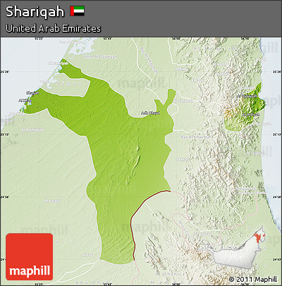 Physical Map of Shariqah, lighten