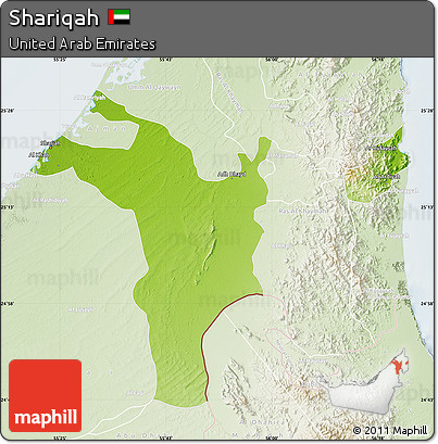Physical Map of Shariqah, lighten