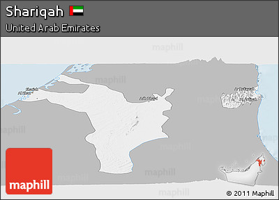 Gray Panoramic Map of Shariqah, single color outside