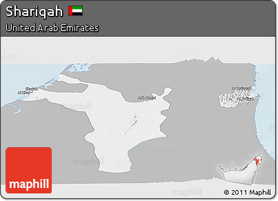 Gray Panoramic Map of Shariqah, single color outside
