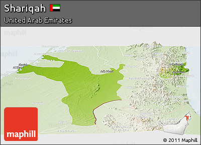 Physical Panoramic Map of Shariqah, lighten