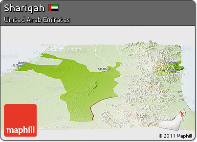 Physical Panoramic Map of Shariqah, lighten