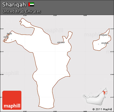 Classic Style Simple Map of Shariqah, cropped outside