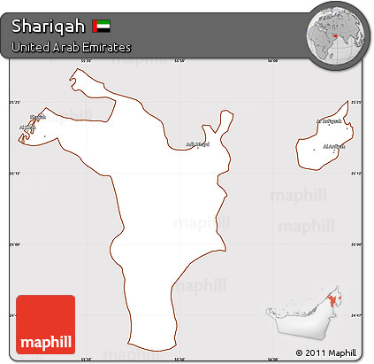 Classic Style Simple Map of Shariqah, cropped outside