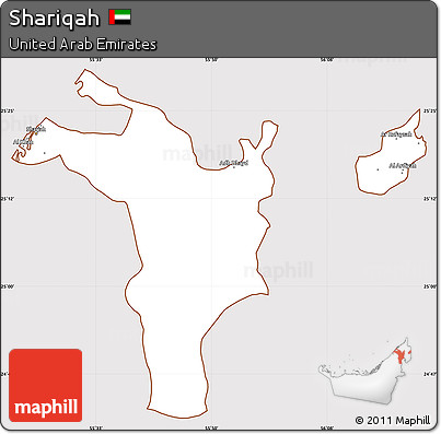 Classic Style Simple Map of Shariqah, cropped outside