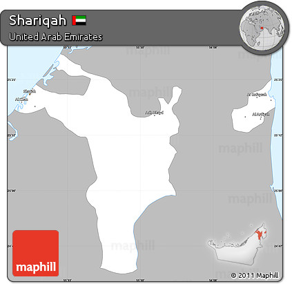 Gray Simple Map of Shariqah, single color outside