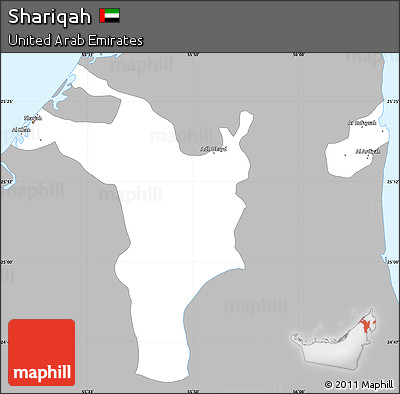 Gray Simple Map of Shariqah, single color outside