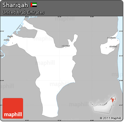 Gray Simple Map of Shariqah, single color outside