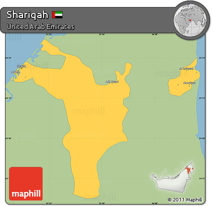 Savanna Style Simple Map of Shariqah, single color outside