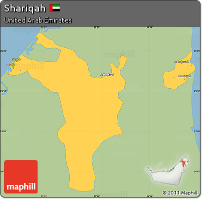 Savanna Style Simple Map of Shariqah, single color outside