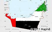 Flag Simple Map of United Arab Emirates, single color outside, borders and labels