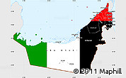 Flag Simple Map of United Arab Emirates, single color outside, flag rotated