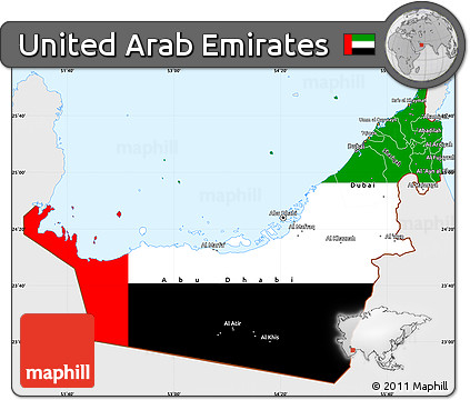 Flag Simple Map of United Arab Emirates, single color outside