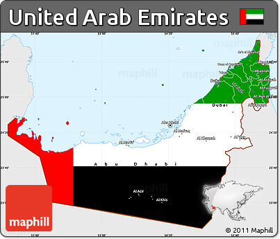 Flag Simple Map of United Arab Emirates, single color outside
