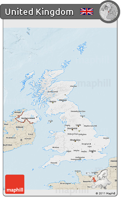 Classic Style 3D Map of United Kingdom