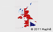 Flag 3D Map of United Kingdom, flag centered