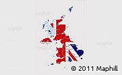 Flag 3D Map of United Kingdom, flag rotated