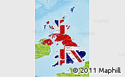 Flag 3D Map of United Kingdom, physical outside