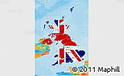 Flag 3D Map of United Kingdom, political outside