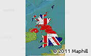 Flag 3D Map of United Kingdom, satellite outside