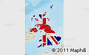 Flag 3D Map of United Kingdom, shaded relief outside