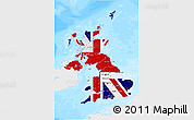 Flag 3D Map of United Kingdom, single color outside, bathymetry sea