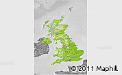 Physical 3D Map of United Kingdom, desaturated
