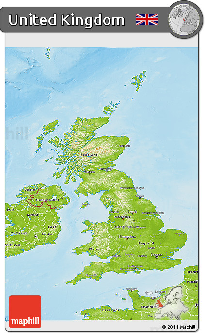 Physical 3D Map of United Kingdom