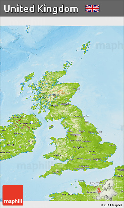 Physical 3D Map of United Kingdom