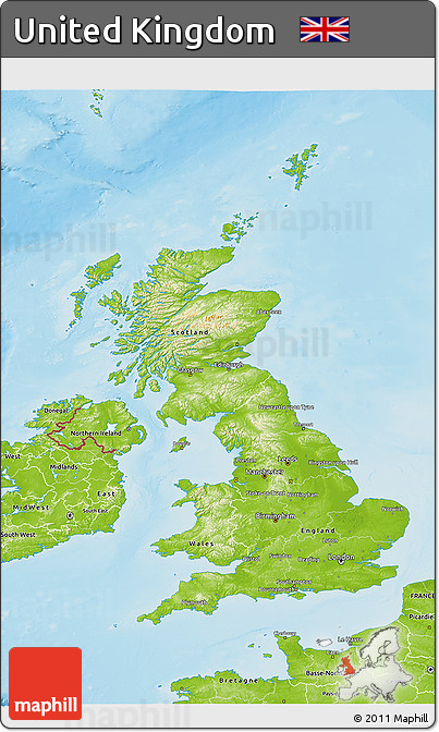 Physical 3D Map of United Kingdom