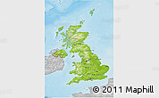 Physical 3D Map of United Kingdom, lighten, desaturated, land only