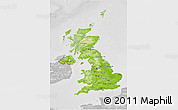 Physical 3D Map of United Kingdom, lighten, desaturated