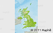 Physical 3D Map of United Kingdom, lighten, semi-desaturated, land only