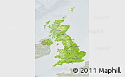 Physical 3D Map of United Kingdom, lighten, semi-desaturated