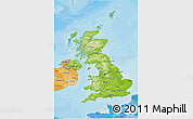 Physical 3D Map of United Kingdom, political shades outside