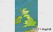 Physical 3D Map of United Kingdom, satellite outside