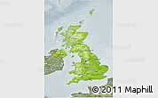 Physical 3D Map of United Kingdom, semi-desaturated