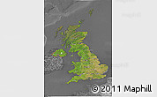 Satellite 3D Map of United Kingdom, desaturated