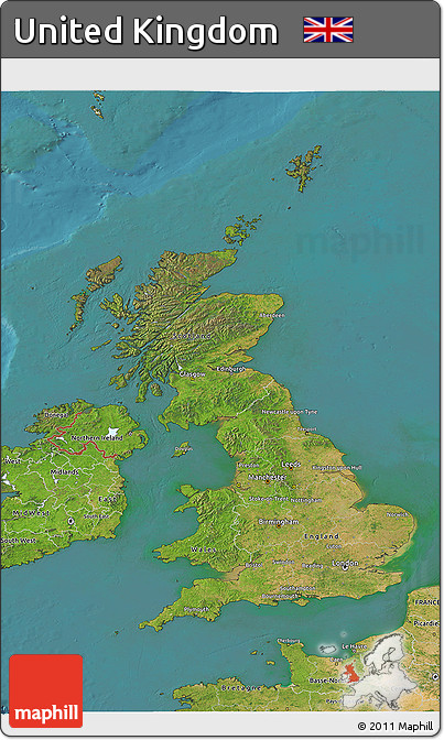 Satellite 3D Map of United Kingdom