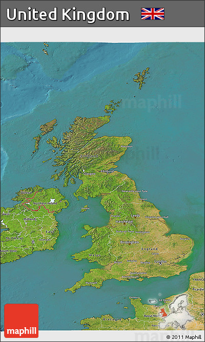 Satellite 3D Map of United Kingdom