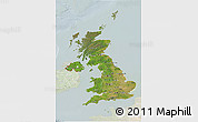 Satellite 3D Map of United Kingdom, lighten