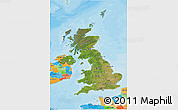 Satellite 3D Map of United Kingdom, political outside