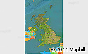 Satellite 3D Map of United Kingdom, political outside, satellite sea